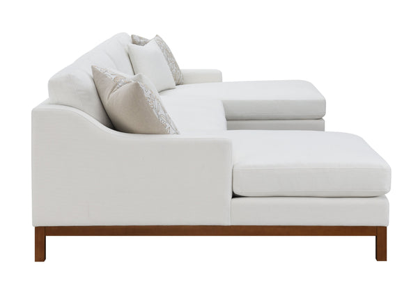 English Elm Valiant Ivory Chenille Sectional Sofa with Pocket Coil Seating, 4 High-Density Foam Pillows B2726S00265