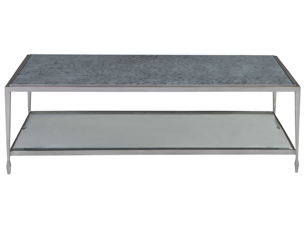 Lexington Artistica Home Sashay Rectangular Cocktail Table - Exquisite Églomisé Glass Top With Unique Artist-designed Finish Silver Foil Wood 2213-945c