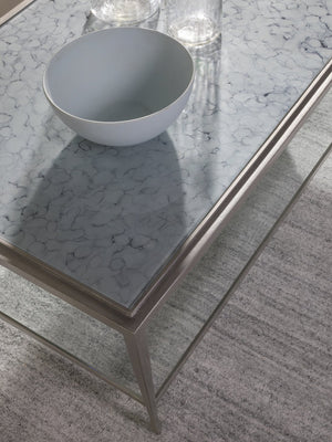 Lexington Artistica Home Sashay Rectangular Cocktail Table - Exquisite Églomisé Glass Top With Unique Artist-designed Finish Silver Foil Wood 2213-945c