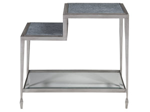 Lexington Artistica Home Sashay Rectangular End Table With Églomisé Glass Top And Elegant Antiqued Iron Finish For Home Decor Silver Foil Wood 2213-955c