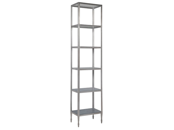 Lexington Artistica Home Sashay Slim Étagère - Elegant Iron Design With Tempered Glass Shelves For A Modern Home Aesthetic Silver Foil Wood 2213-990c