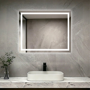 English Elm 40" X 32" Led Vanity Mirror Dual Front Back Lighting Dimmable Anti-fog Bathroom W1920P493138