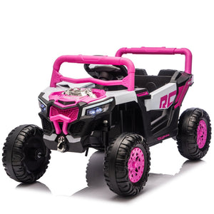 English Elm 12v Kids Electric Utv Ride on Toy with Parental Remote Swing Function and Shock Absorbers Pink W1578P368159
