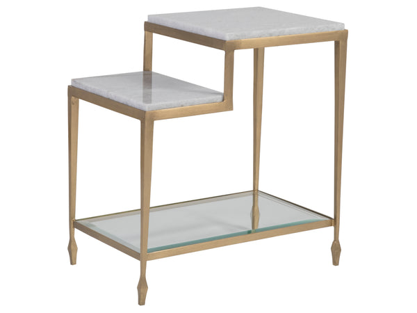 Lexington Artistica Home Sashay Rectangular End Table With Églomisé Glass Top And Elegant Antiqued Iron Finish For Home Decor Gold Wood 2214-955