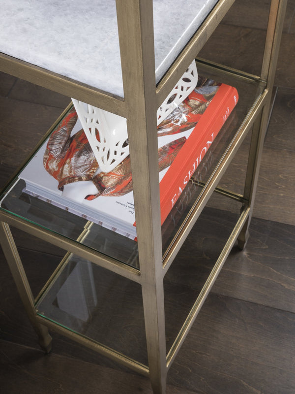 Lexington Artistica Home Sashay Slim Étagère - Elegant Iron Design With Tempered Glass Shelves For A Modern Home Aesthetic Gold Wood 2214-990