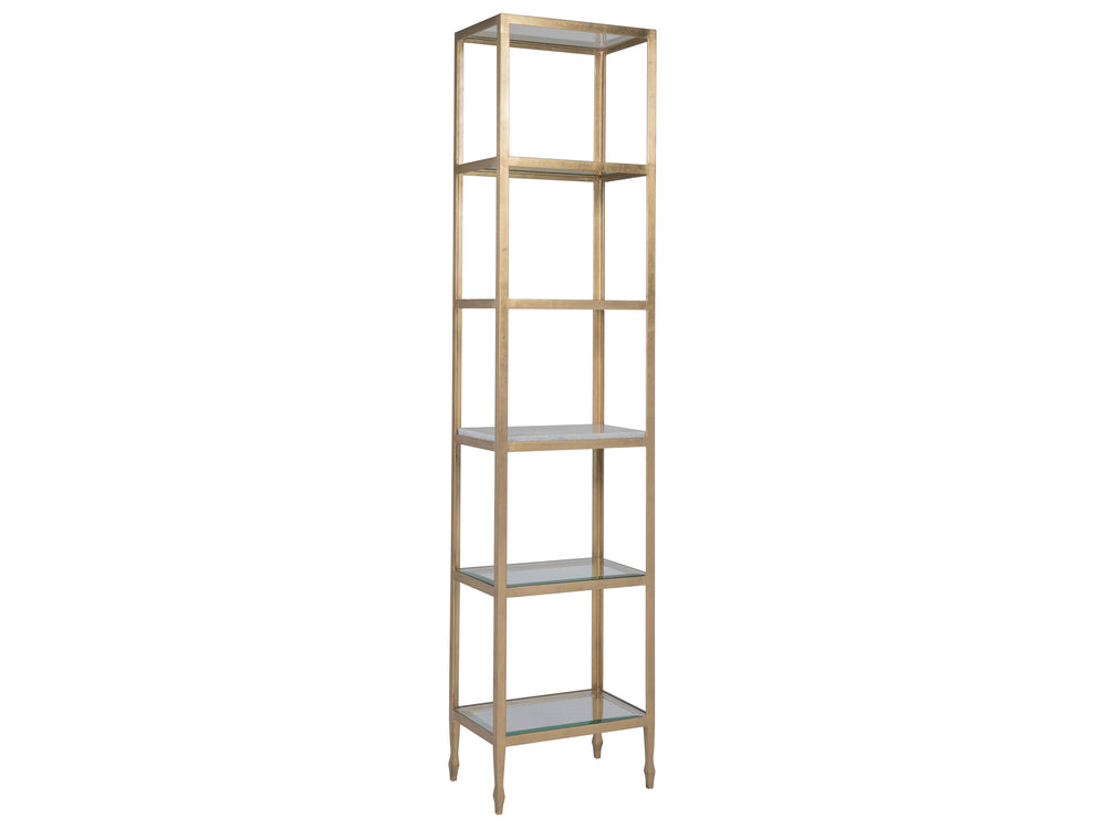 Lexington Artistica Home Sashay Slim Étagère - Elegant Iron Design With Tempered Glass Shelves For A Modern Home Aesthetic Gold Wood 2214-990