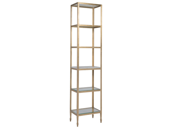 Lexington Artistica Home Sashay Slim Étagère - Elegant Iron Design With Tempered Glass Shelves For A Modern Home Aesthetic Gold Wood 2214-990