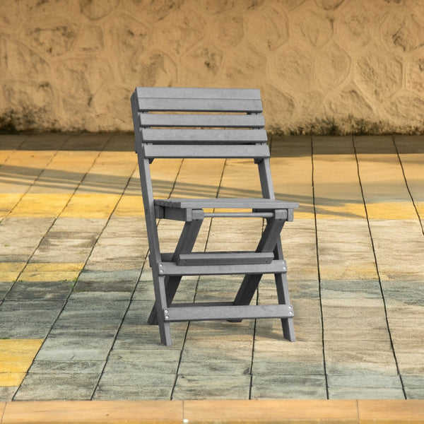 English Elm Coastal Bay Recycled Hdpe Folding Bistro Chair for Patio and Balcony Use Gray B2745P409663