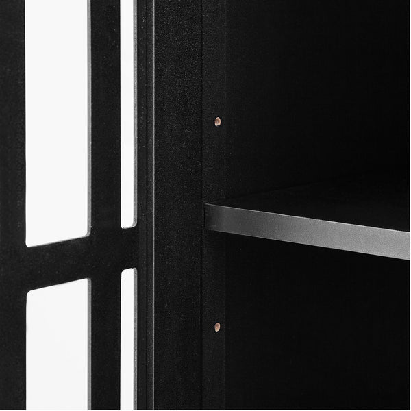 English Elm Tall Bathroom Cabinet Slim Freestanding Storage with Drawer & Doors, Adjustable Shelves, MDF Build Black WF289427AAB
