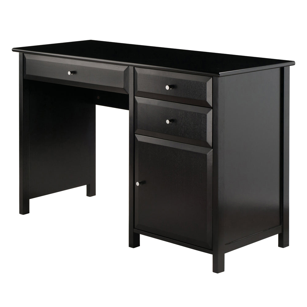 Winsome Wood Delta Modern Writing Desk With Soft-close Drawers – Stylish Black Office Furniture For Home Spaces Black Composite Wood 22147-winsome-wood