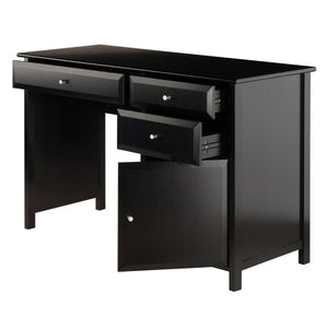 Winsome Wood Delta Modern Writing Desk With Soft-close Drawers – Stylish Black Office Furniture For Home Spaces Black Composite Wood 22147-winsome-wood