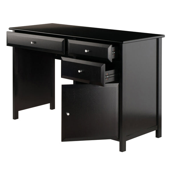 Winsome Wood Delta Modern Writing Desk With Soft-close Drawers – Stylish Black Office Furniture For Home Spaces Black Composite Wood 22147-winsome-wood