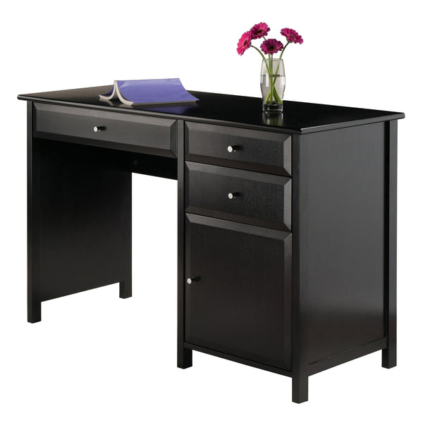 Winsome Wood Delta Modern Writing Desk With Soft-close Drawers – Stylish Black Office Furniture For Home Spaces Black Composite Wood 22147-winsome-wood