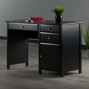 Winsome Wood Delta Modern Writing Desk With Soft-close Drawers – Stylish Black Office Furniture For Home Spaces Black Composite Wood 22147-winsome-wood