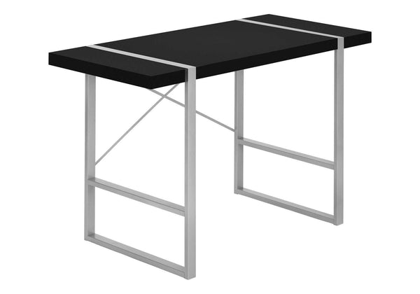 English Elm Computer Desk – Contemporary Black Laminate & Grey Metal For Home Office Or Compact Workspaces B2710P219886