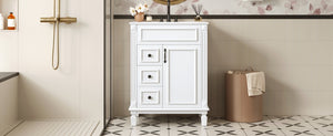 English Elm 24" Bathroom Vanity With Ceramic Sink - Elegant Modern Design, 2 Soft-Close Drawers, Adjustable Shelf N710P318990K