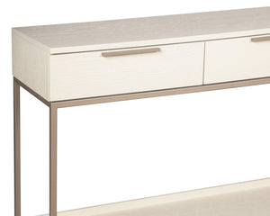 Sunpan Rebel Console Table: Modern Charcoal Oak Design with Soft Close Drawers and Stylish Gold Accents Champagne Gold / Cream