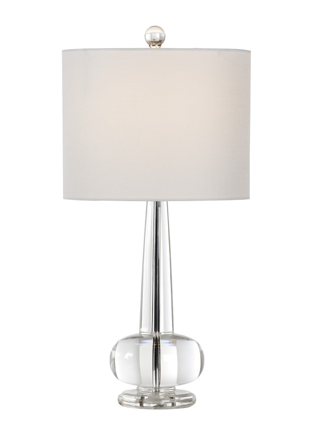 Wildwood Abbey Crystal Gourd Table Lamp With Off-White Linen Shade, Acrylic Finial — 28" Elegant Accent 22157-2