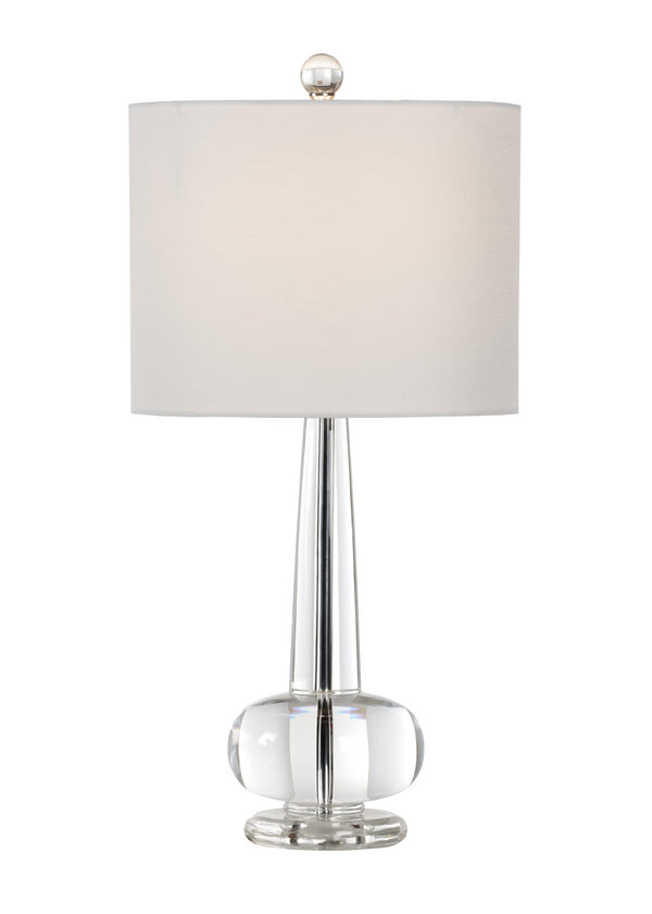 Wildwood Abbey Crystal Gourd Table Lamp With Off-White Linen Shade, Acrylic Finial — 28" Elegant Accent 22157-2