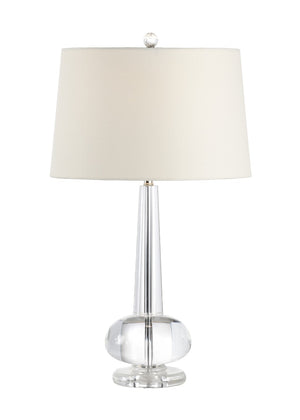 Wildwood Abbey Crystal Gourd Table Lamp With Off-White Linen Shade, Acrylic Finial, 28" Elegant Accent 22157