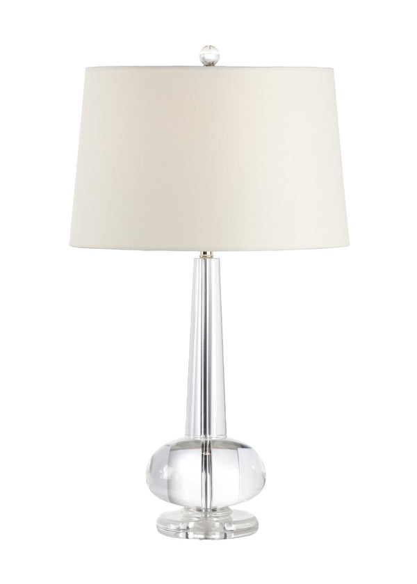 Wildwood Abbey Crystal Gourd Table Lamp With Off-White Linen Shade, Acrylic Finial, 28" Elegant Accent 22157
