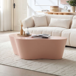 English Elm 50 Inch Sculptural Fiberglass Coffee Table Ready to Use Focal Point for Modern Living Rooms Pink W876P452392