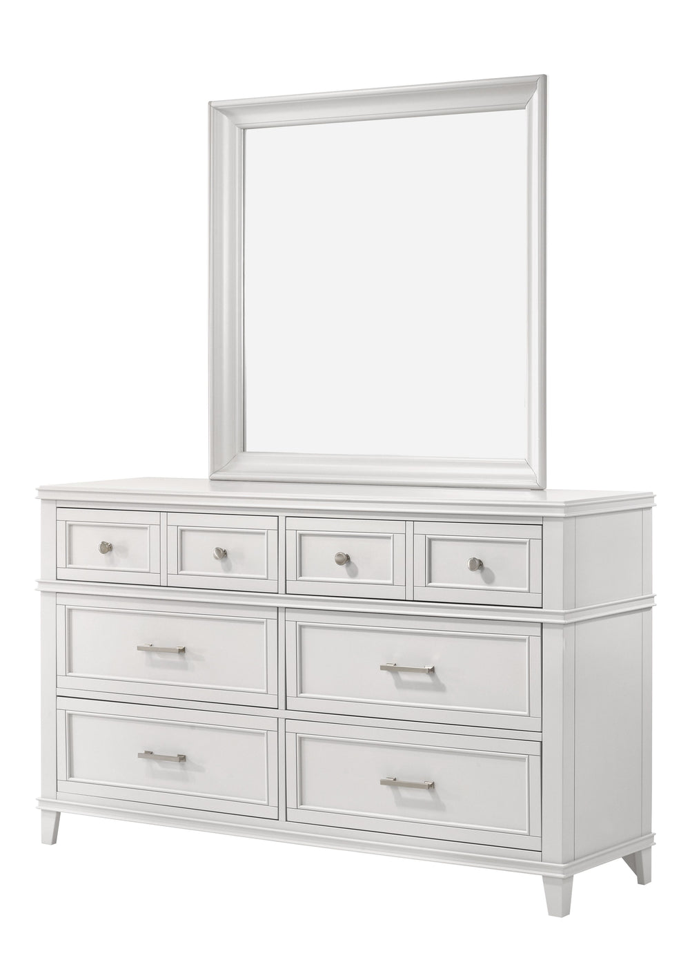 English Elm White 6 Drawer Dresser with Solid Wood & MDF, Transitional Design, Custom Hardware, Ample Storage B2699P236712