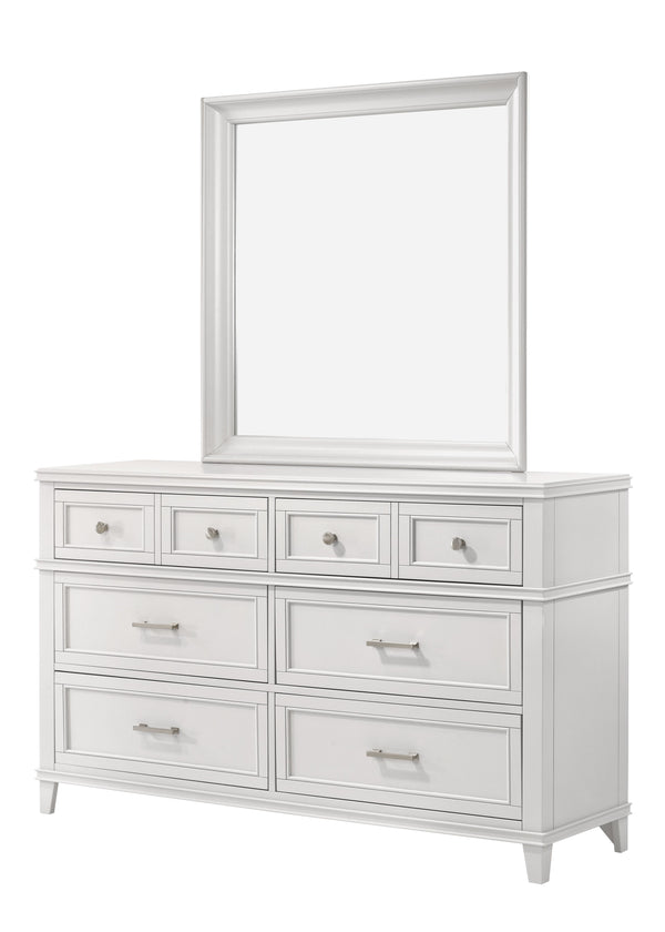 English Elm White 6 Drawer Dresser with Solid Wood & MDF, Transitional Design, Custom Hardware, Ample Storage B2699P236712