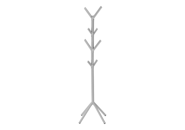 English Elm Coat 4-Tier Free-Standing Hall Tree with 8 Hooks and Sturdy 4-Prong Base for Entryway Organization and Style Silver 30 L x 9 W x 2 H B2710P218923