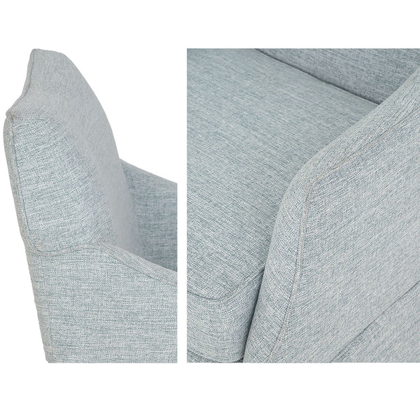 JLA Home Martha Stewart - Upholstered Dining Arm Chair with Skirted Base and Hidden Casters, Plush Cushioning & Durable Build Light Blue MT108-0182