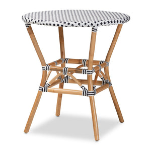 English Elm Classic Parisian Bistro Round Table with Woven Top and Natural Rattan Pole Legs B2750P470049