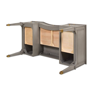English Elm Jennifer Taylor Home - Dauphin Elegant 5-Drawer Executive Desk In Grey Cashmere With Gold Accents For Stylish Workspaces B2719P238476