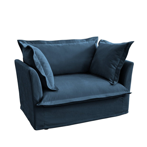 English Elm Slip-Covered Armchair - Luxurious Chenille Sofa With Oversized Cushions For Ultimate Comfort & Style W3041P240124-GIGA