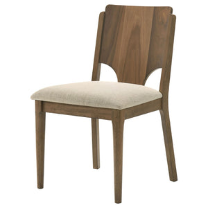 English Elm Graham Walnut Wood Dining Chairs with Beige Seat Cushions Modern Set of Two B062P441071