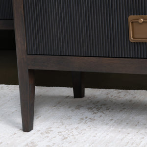 Crestview Collection Transitional 3 Drawer Accent Chest - Elegant Bayur Wood Cabinet With Reeded Fronts & Copper Pulls Brown Solid Wood Cvfdr1048