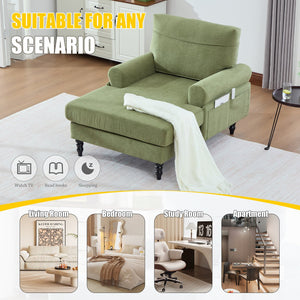 English Elm Modern Chenille Fabric Recliner Chaise Lounge Sofa with High-Resilience Foam, 550LB Capacity, Cozy Plush Backrest and Armrests for Living Room Relaxation Olive Green W395P371338