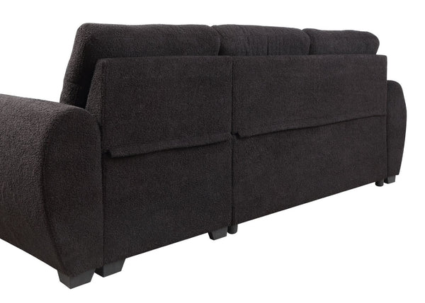 English Elm Vera95"w Teddy Fleece Sleeper Sectional with Reversible Storage Chaise for Living Room B2749S00230