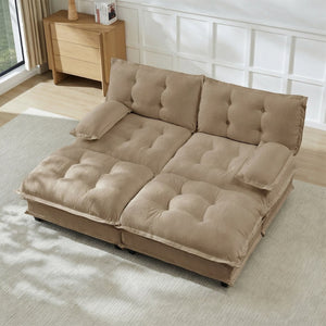 English Elm 77" Chenille Modular Cloud Sofa Plush Deep Seat Sectional with Ottomans for Living Room Light Coffee W714S01693