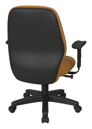 OSP Home Furnishings Mid Back Ergonomic Managers Chair with Synchro Tilt Lumbar Support and Padded Arms Brass 3121-K012