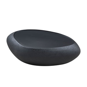 English Elm 47.24''fiberglass Oval Coffee Table Faux Stone Finish Sculptural Low Profile Living Room Black W2582P431158