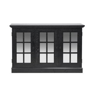 English Elm 45" Mirrored Acrylic Door Sideboard Mdf Buffet Cabinet with Adjustable Shelves Black W2899P372750
