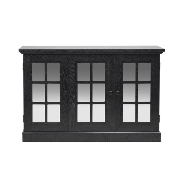 English Elm 45" Mirrored Acrylic Door Sideboard Mdf Buffet Cabinet with Adjustable Shelves Black W2899P372750