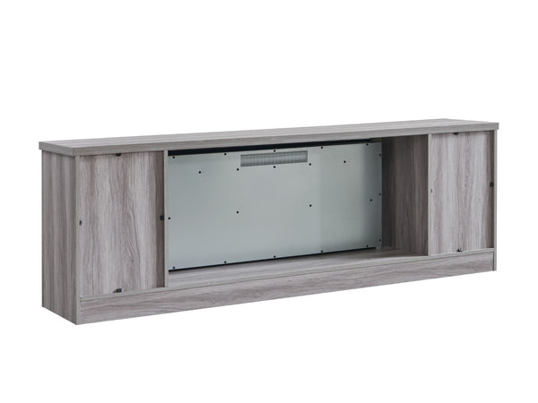 English Elm 75" Gray Wood Tv Stand with 44 Inch Electric Fireplace for Living Rooms W1769S00008