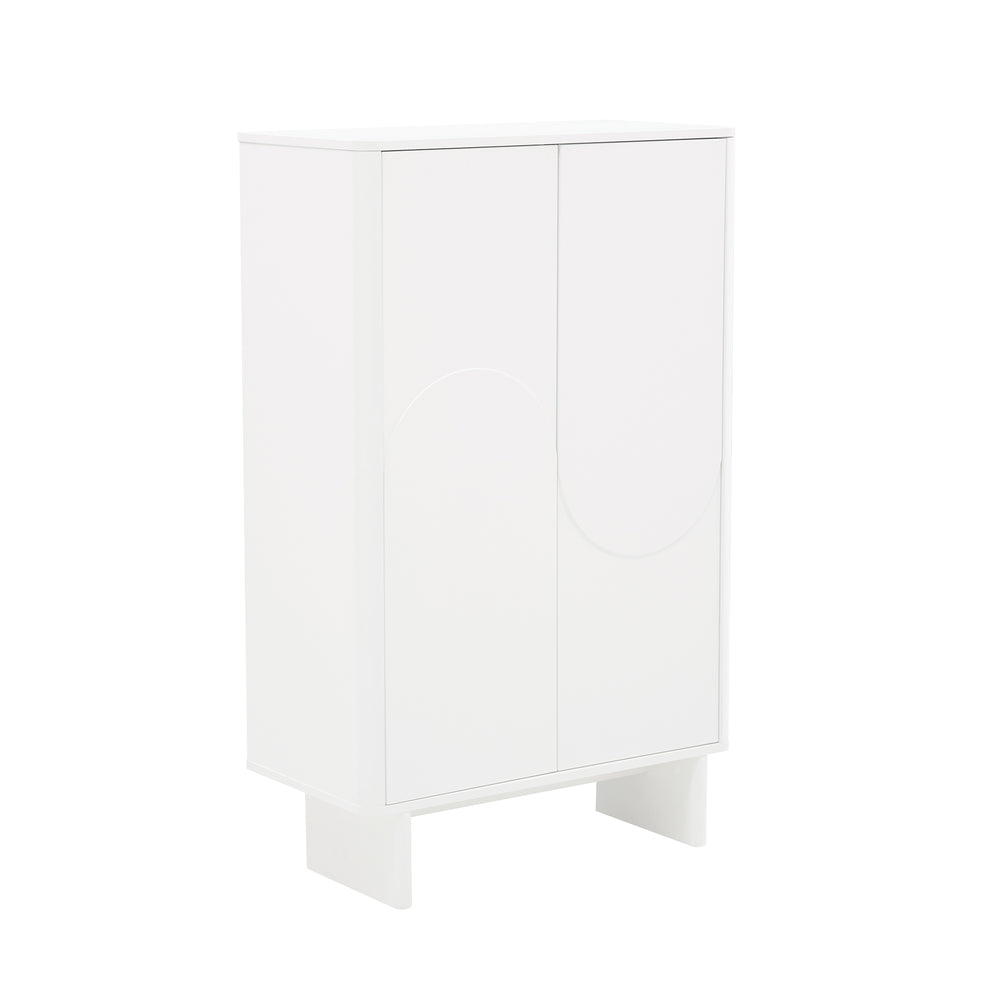 English Elm Ella 32" Accent Cabinet with Soft-Close Doors, Adjustable Shelves, Rounded Edges & Sled Legs White B365S00009