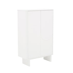 English Elm Ella 32" Accent Cabinet with Soft-Close Doors, Adjustable Shelves, Rounded Edges & Sled Legs White B365S00009