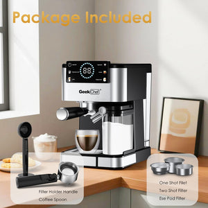 English Elm Geek Chef 20 Bar Espresso Maker with Auto Frother and Led Touchscreen for Home W1002P427607