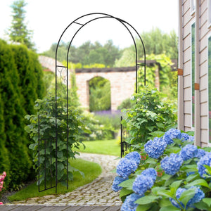 English Elm Outsunny 7.5' Elegant Metal Garden Arch With Gate - Perfect Trellis For Climbing Plants & Weddings W2225P174412-GIGA