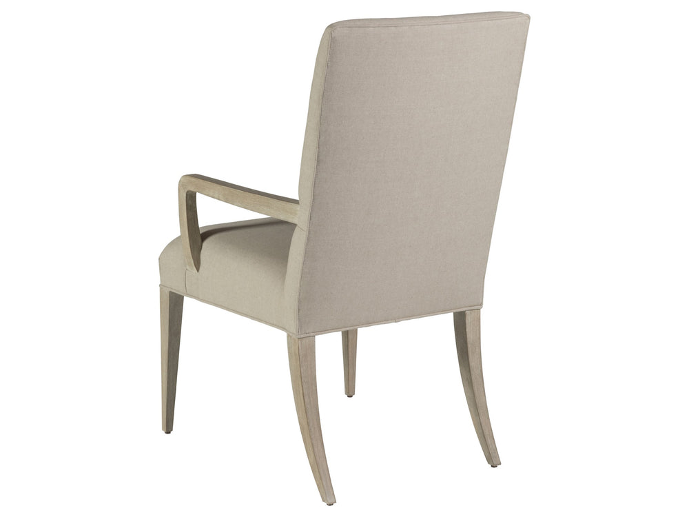 Lexington Artistica Home Madox Upholstered Arm Chair - Stylish Mahogany Design With Soft Linen Blend In Elegant Natural Greige Bianco Wood 2220-881-40-01