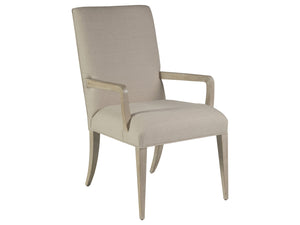 Lexington Artistica Home Madox Upholstered Arm Chair - Stylish Mahogany Design With Soft Linen Blend In Elegant Natural Greige Bianco Wood 2220-881-40-01