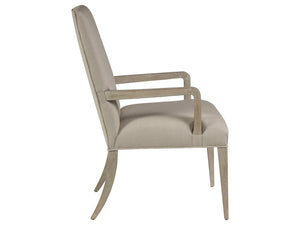Lexington Artistica Home Madox Upholstered Arm Chair - Stylish Mahogany Design With Soft Linen Blend In Elegant Natural Greige Bianco Wood 2220-881-40-01